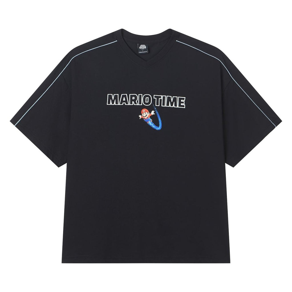 Giordano Men Relaxed Mario Time Contrast Piping Tee - Premium Print Tee