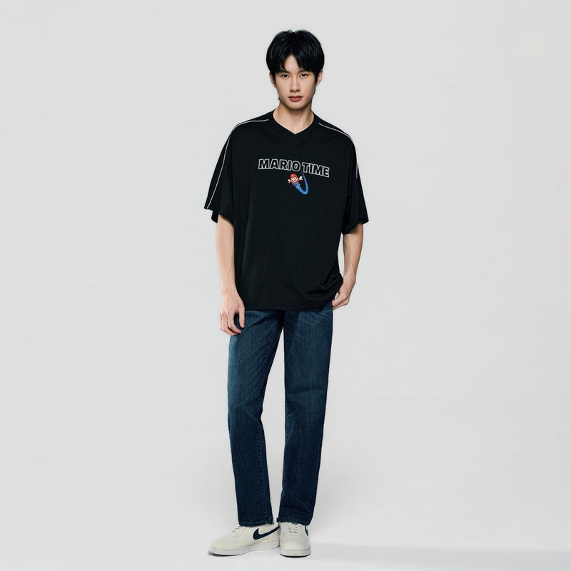 Giordano Men Relaxed Mario Time Contrast Piping Tee - first_variant_option_2 Premium Print Tee for Giordano