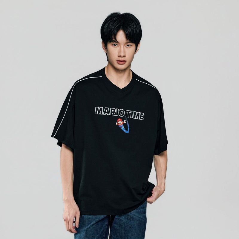 Giordano Men Relaxed Mario Time Contrast Piping Tee - first_variant_option_2 Premium Print Tee for Giordano