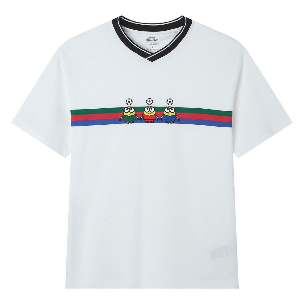 Giordano Men Relaxed Minions V - Neck Jersey Tee - first_variant_option_2 Premium Print Tee for Giordano