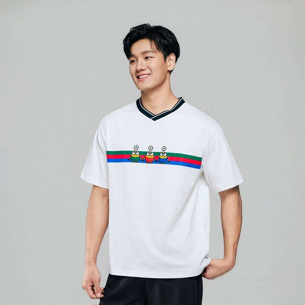 Giordano Men Relaxed Minions V - Neck Jersey Tee - first_variant_option_2 Premium Print Tee for Giordano