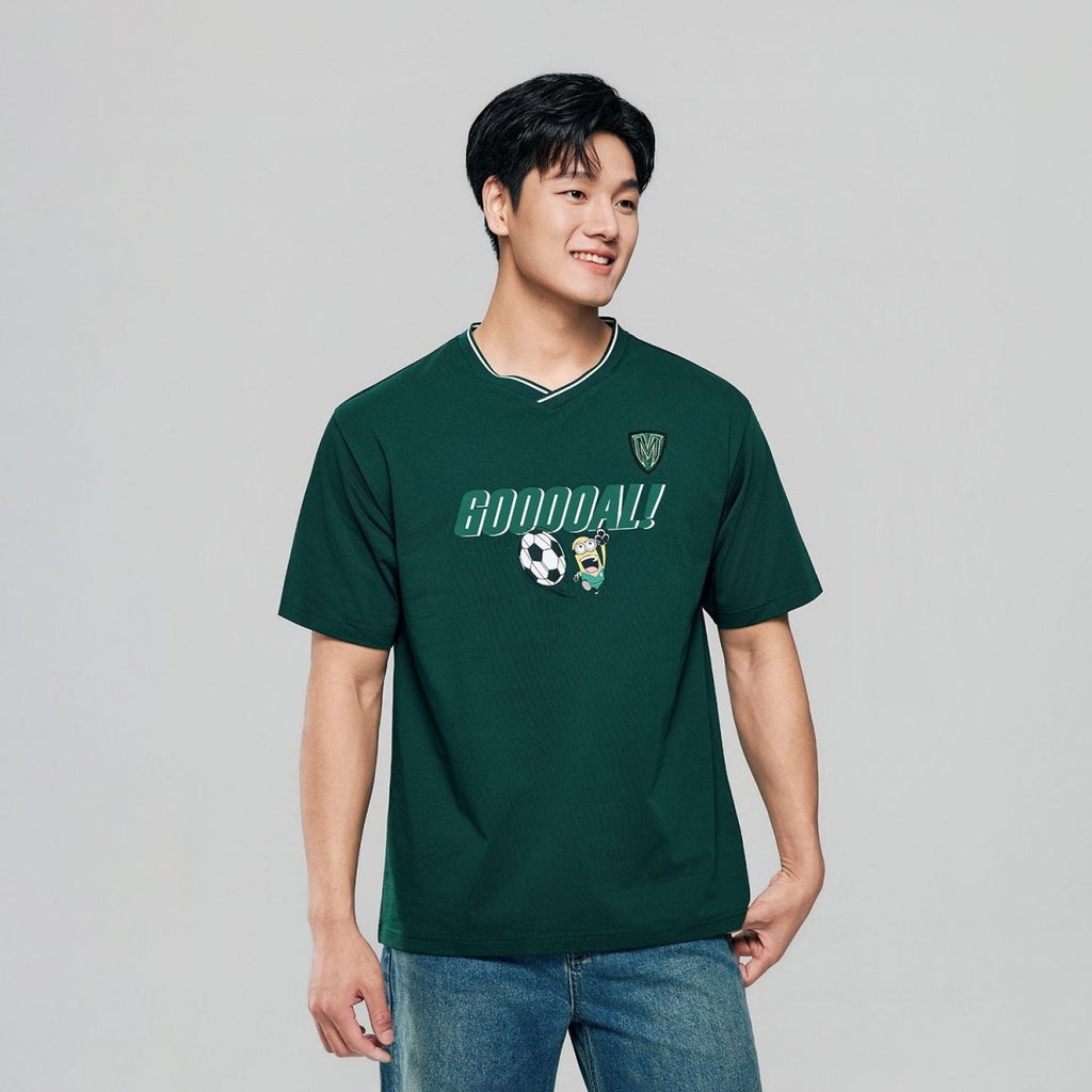 Giordano Men Relaxed Minions V-Neck World Cup Tee - Premium Print Tee
