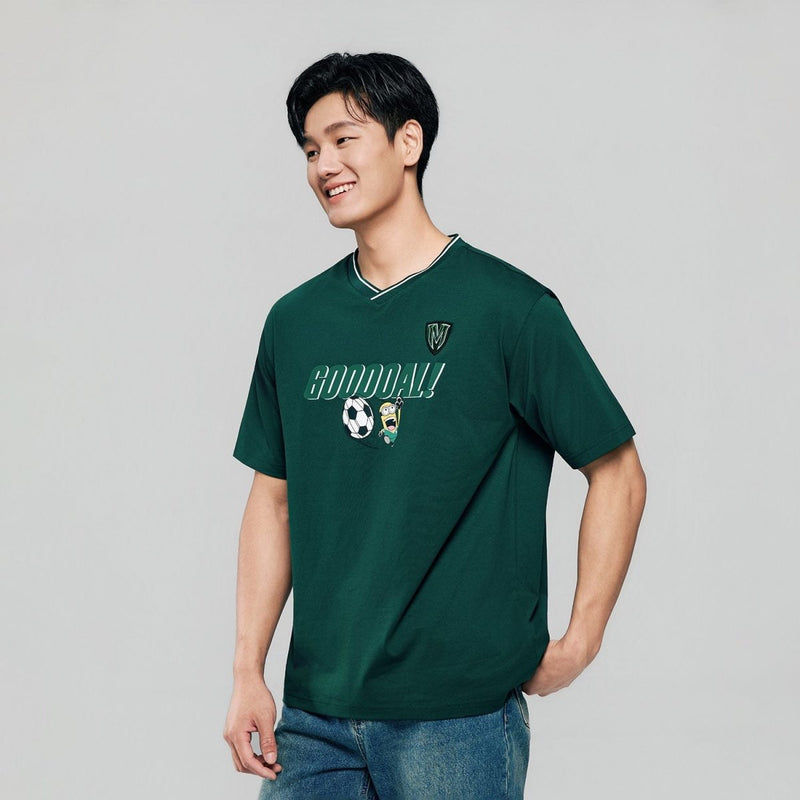 Giordano Men Relaxed Minions V - Neck World Cup Tee - first_variant_option_2 Premium Print Tee for Giordano
