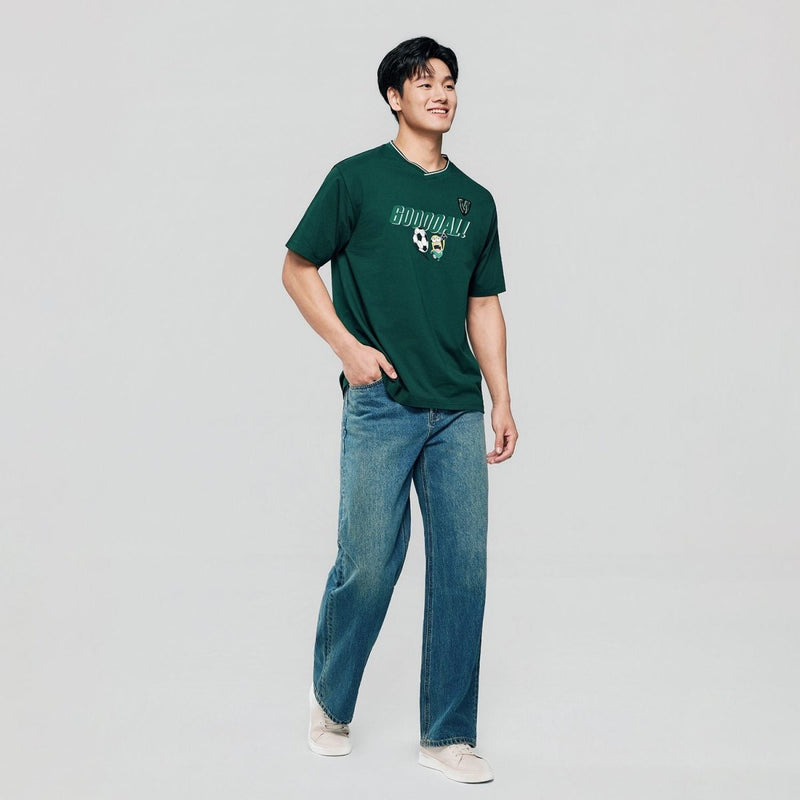 Giordano Men Relaxed Minions V - Neck World Cup Tee - first_variant_option_2 Premium Print Tee for Giordano