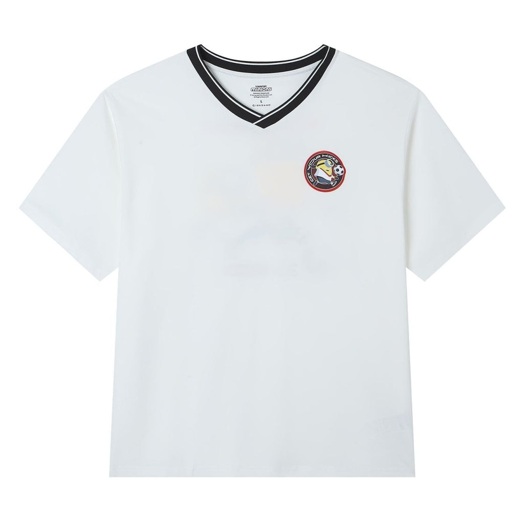 Giordano Men Relaxed Minions V - Neck World Cup Tee - first_variant_option_2 Premium Print Tee for Giordano