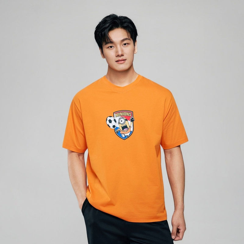 Giordano Men Relaxed Minions World Cup Soccer Badge Tee - first_variant_option_2 Premium Print Tee for Giordano