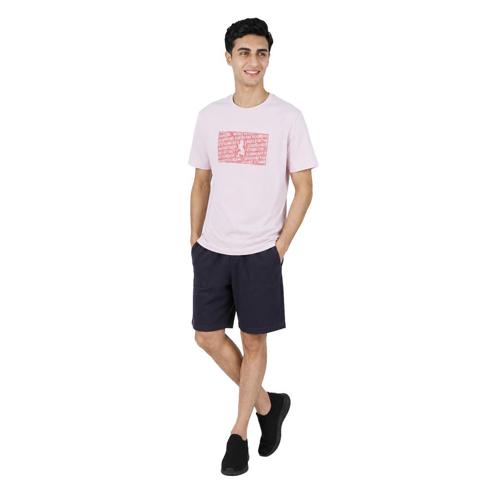 Giordano Men Slim Branding Graphic Cotton Tee - Premium Print Tee