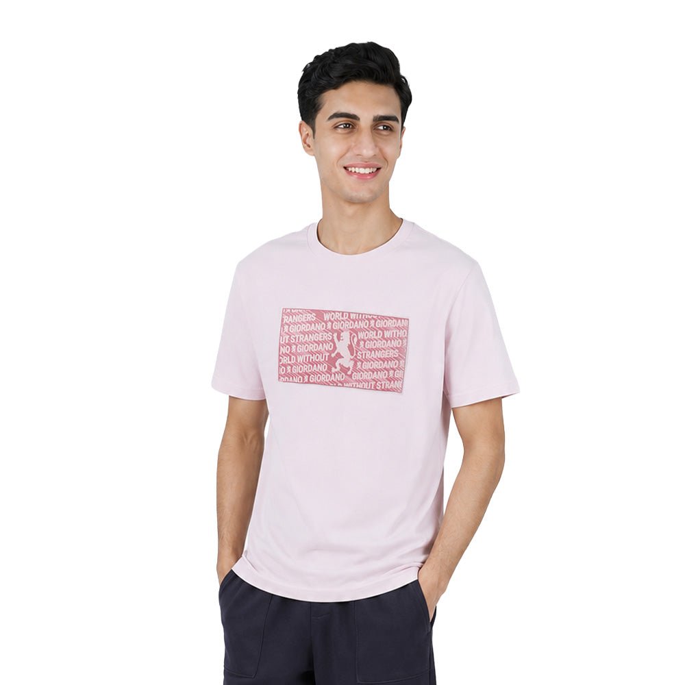 Giordano Men Slim Branding Graphic Cotton Tee - Premium Print Tee
