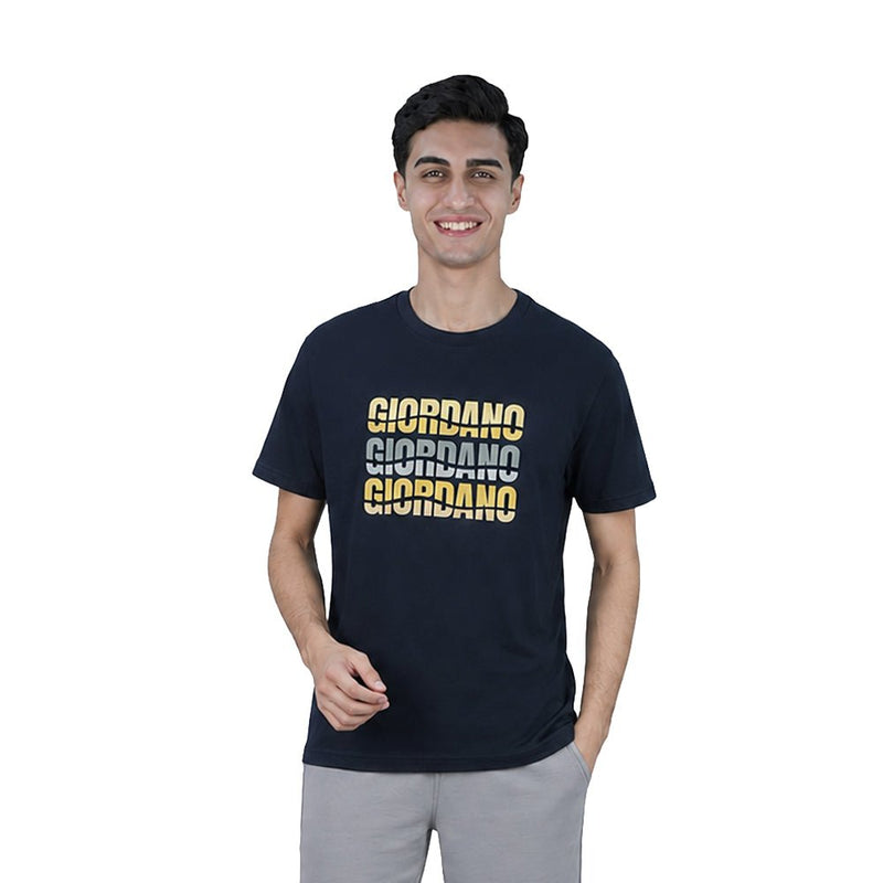 Giordano Men Slim Branding Logo Graphic Cotton Tee - Premium Print Tee