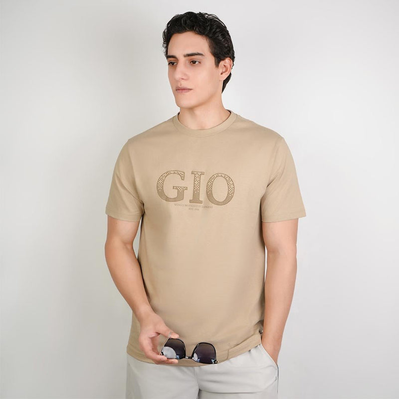 Giordano Men Slim Cotton Graphic Crew Neck Tee - Premium Print Tee