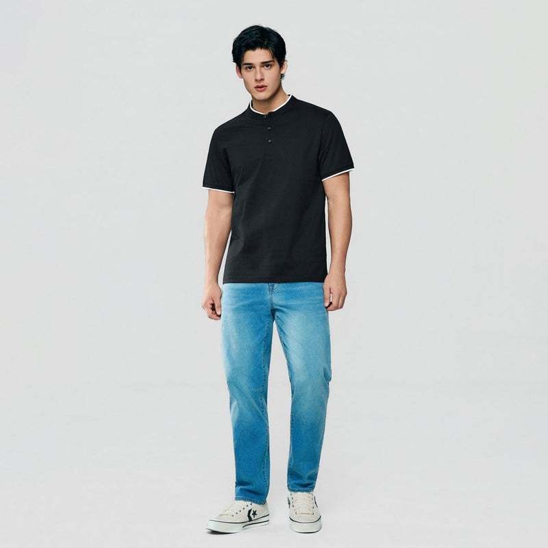 Giordano Men Slim Cotton Henley Graphic Tee - first_variant_option_2 Premium Tee for Giordano