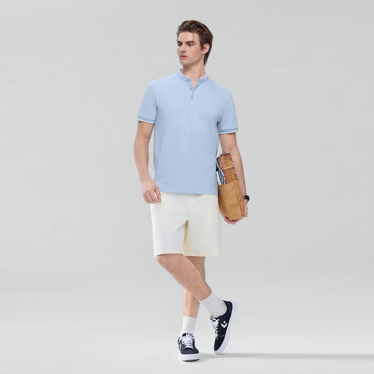Giordano Men Slim Cotton Henley Graphic Tee - first_variant_option_2 Premium Tee for Giordano