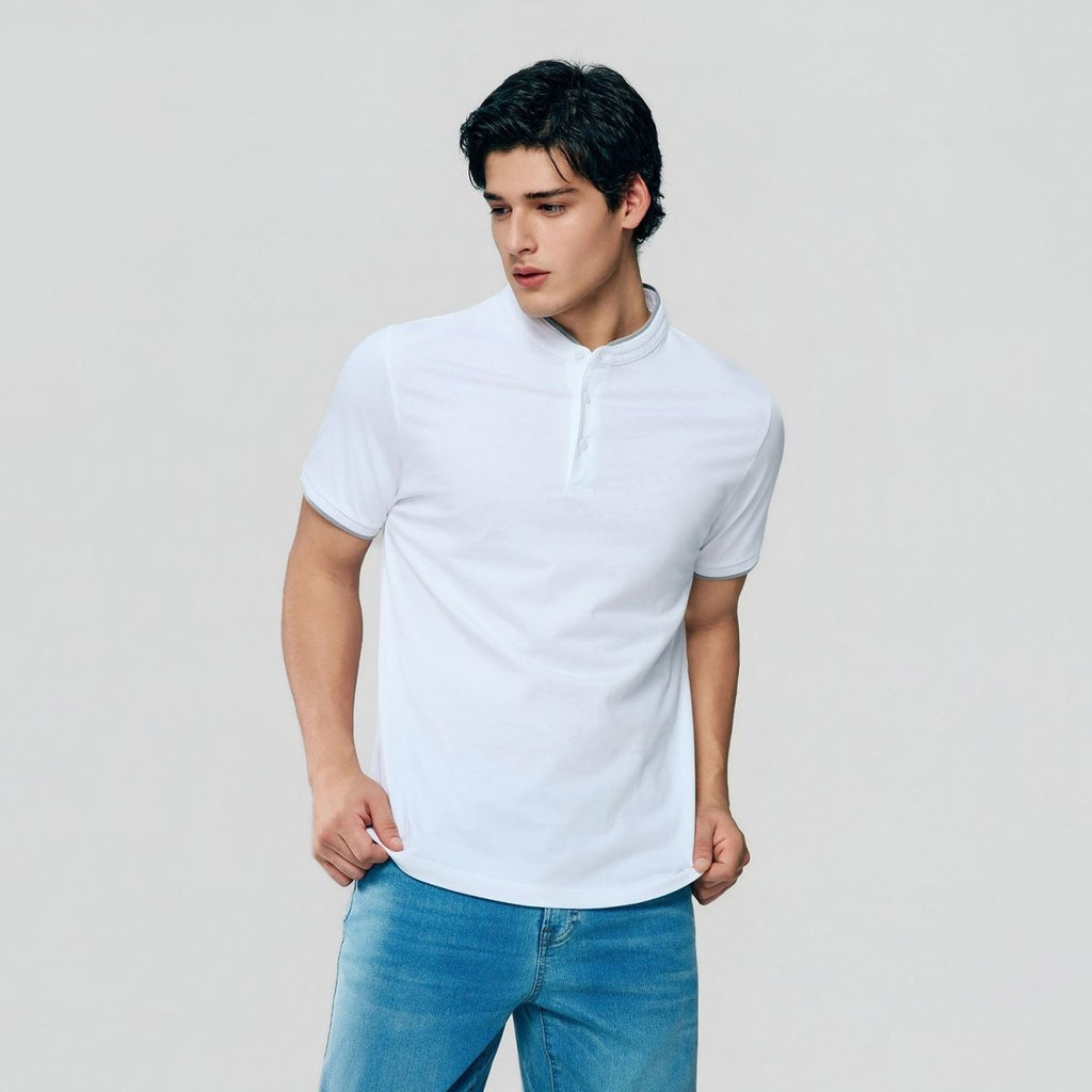Giordano Men Slim Cotton Henley Graphic Tee - first_variant_option_2 Premium Tee for Giordano
