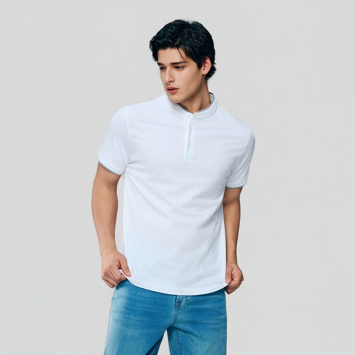 Giordano Men Slim Cotton Henley Graphic Tee - first_variant_option_2 Premium Tee for Giordano