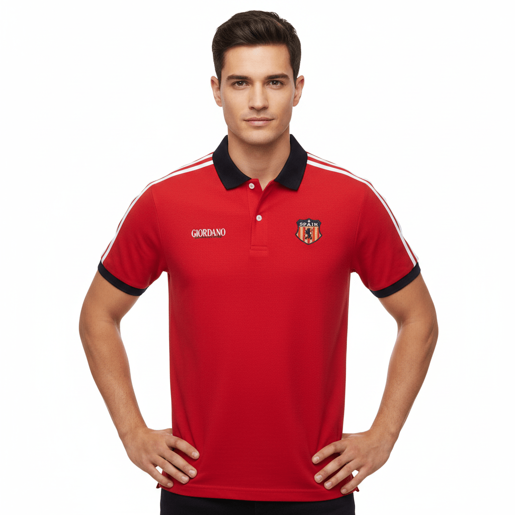 Giordano Men Slim Cotton Lycra World Cup Red Polo - first_variant_option_2 Premium Polo for Giordano
