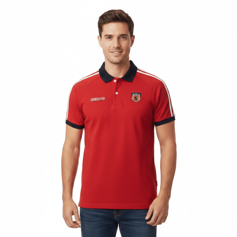 Giordano Men Slim Cotton Lycra World Cup Red Polo - Premium Polo