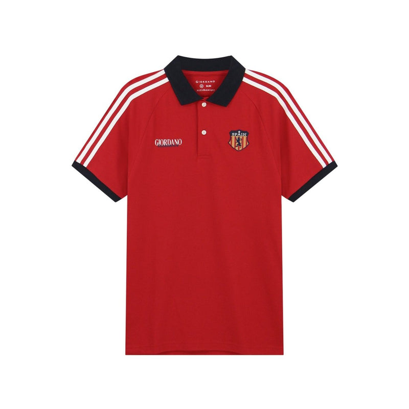 Giordano Men Slim Cotton Lycra World Cup Red Polo - Premium Polo