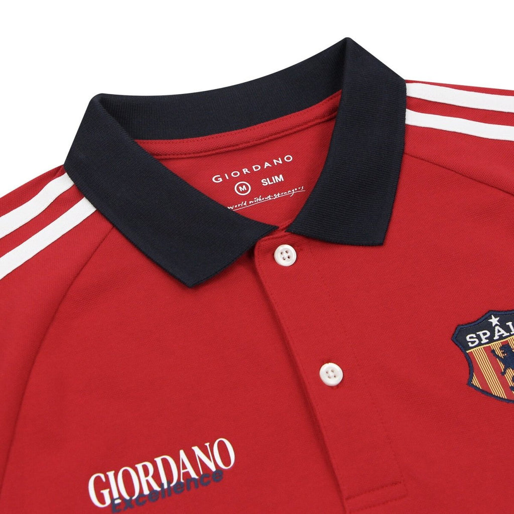 Giordano Men Slim Cotton Lycra World Cup Red Polo - first_variant_option_2 Premium Polo for Giordano