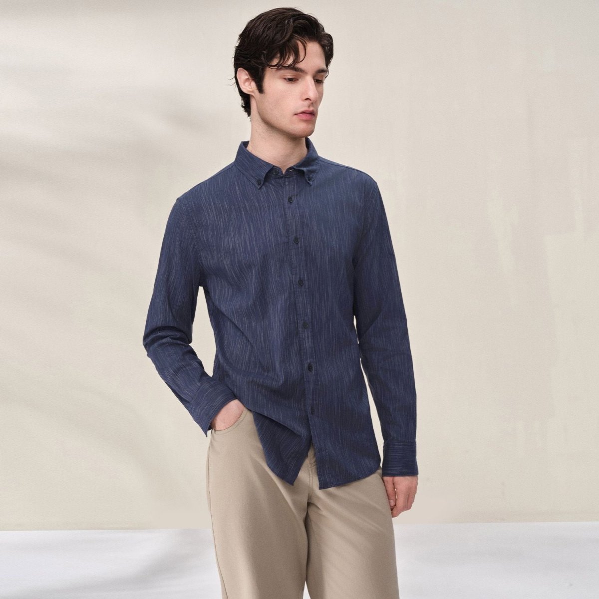 Giordano Men Slim Cotton Lyocell Shirt - first_variant_option_2 Premium Shirts for Giordano