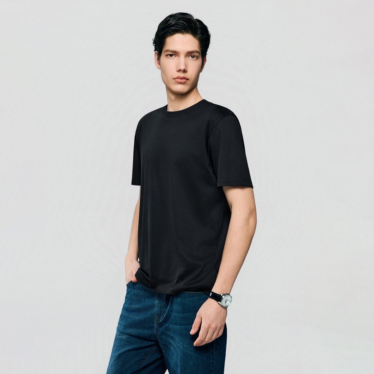Giordano Men Slim Cotton Modal Silk Premium Tee - first_variant_option_2 Premium Tee for Giordano