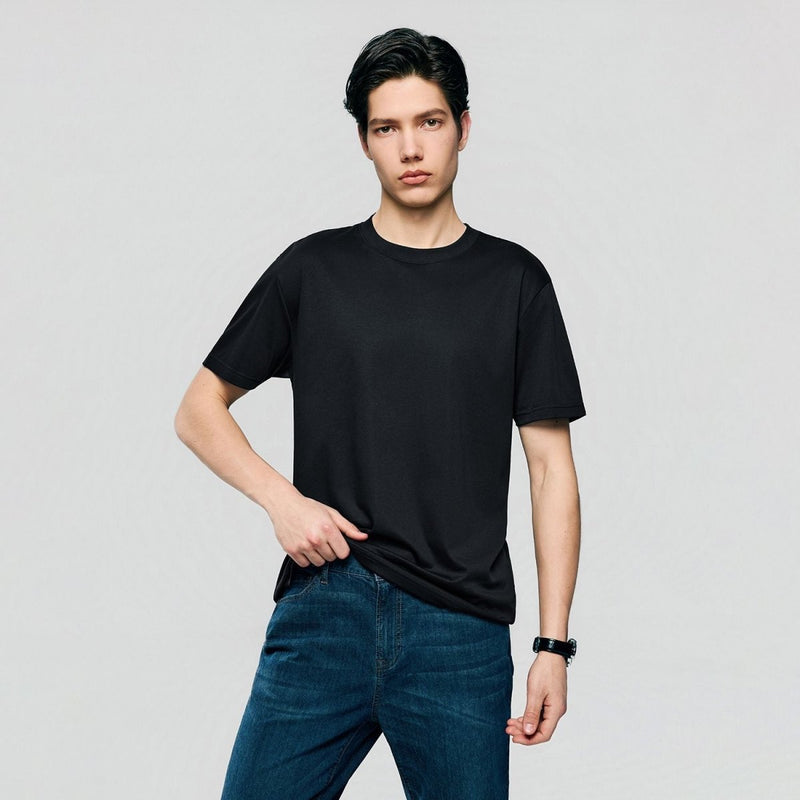 Giordano Men Slim Cotton Modal Silk Premium Tee - first_variant_option_2 Premium Tee for Giordano