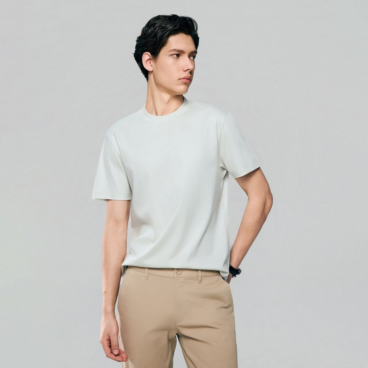 Giordano Men Slim Cotton Modal Silk Premium Tee - first_variant_option_2 Premium Tee for Giordano