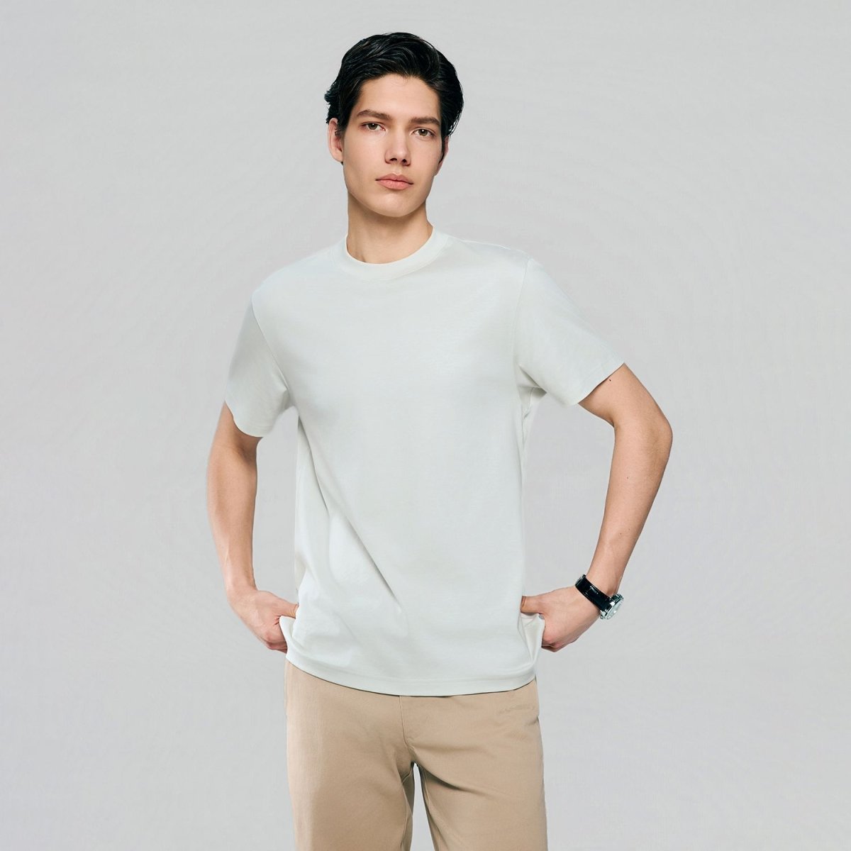 Giordano Men Slim Cotton Modal Silk Premium Tee - first_variant_option_2 Premium Tee for Giordano