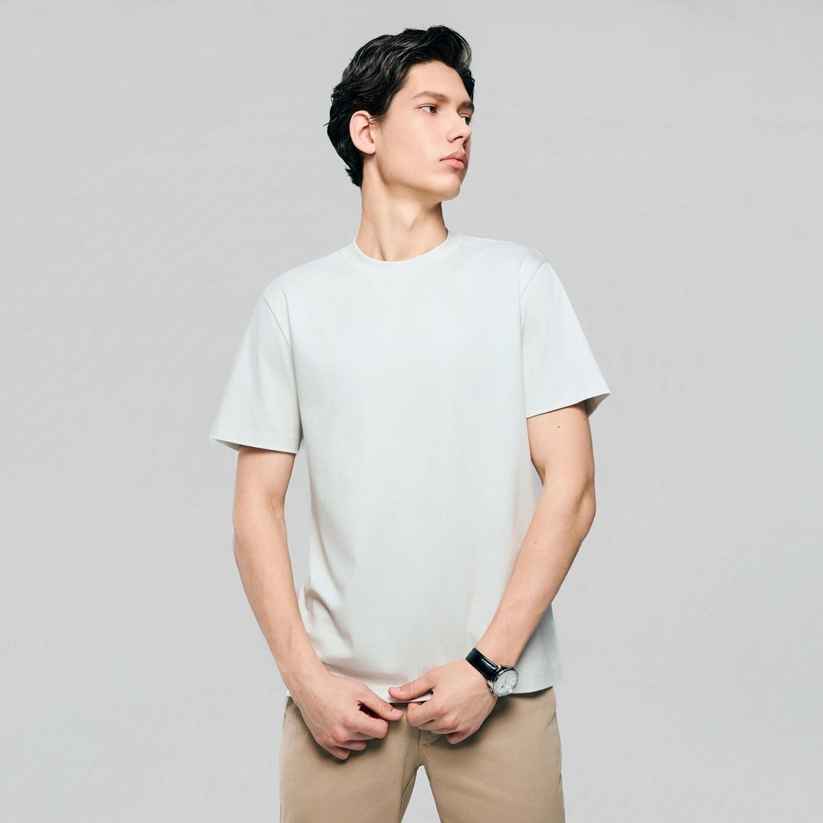 Giordano Men Slim Cotton Modal Silk Premium Tee - first_variant_option_2 Premium Tee for Giordano