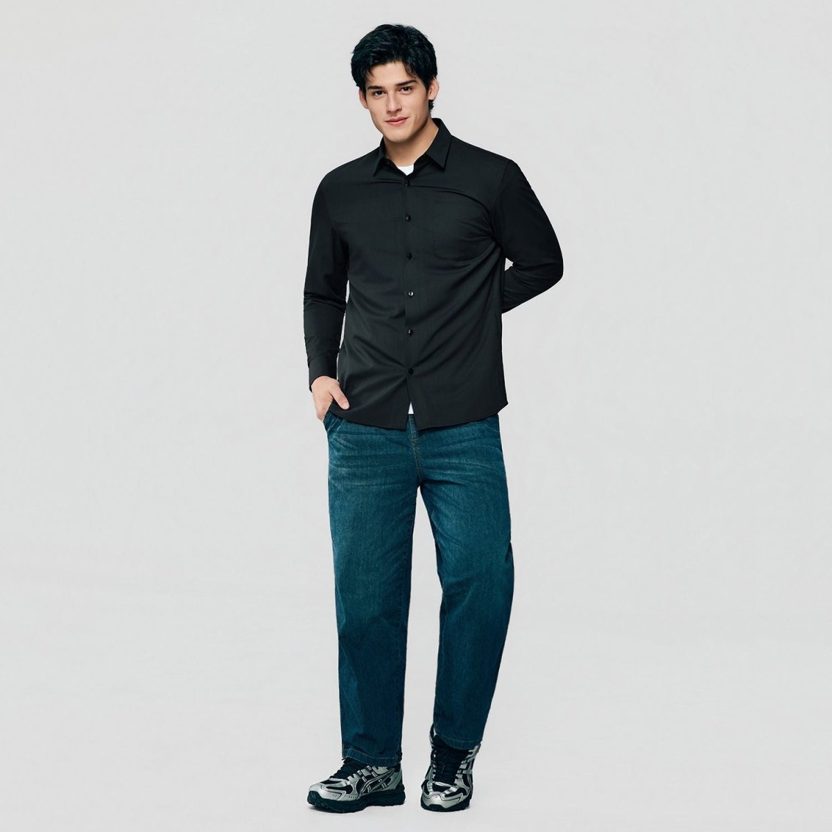 Giordano Men Slim Easy Care Modal Stretch Shirt - Premium Shirts