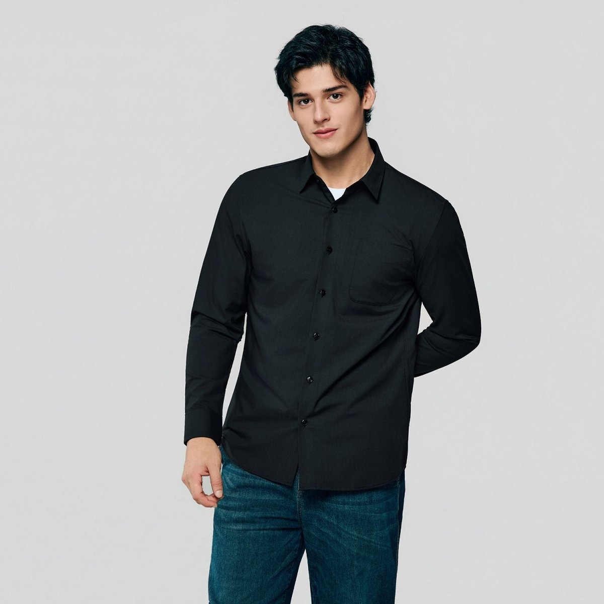 Giordano Men Slim Easy Care Modal Stretch Shirt - Premium Shirts