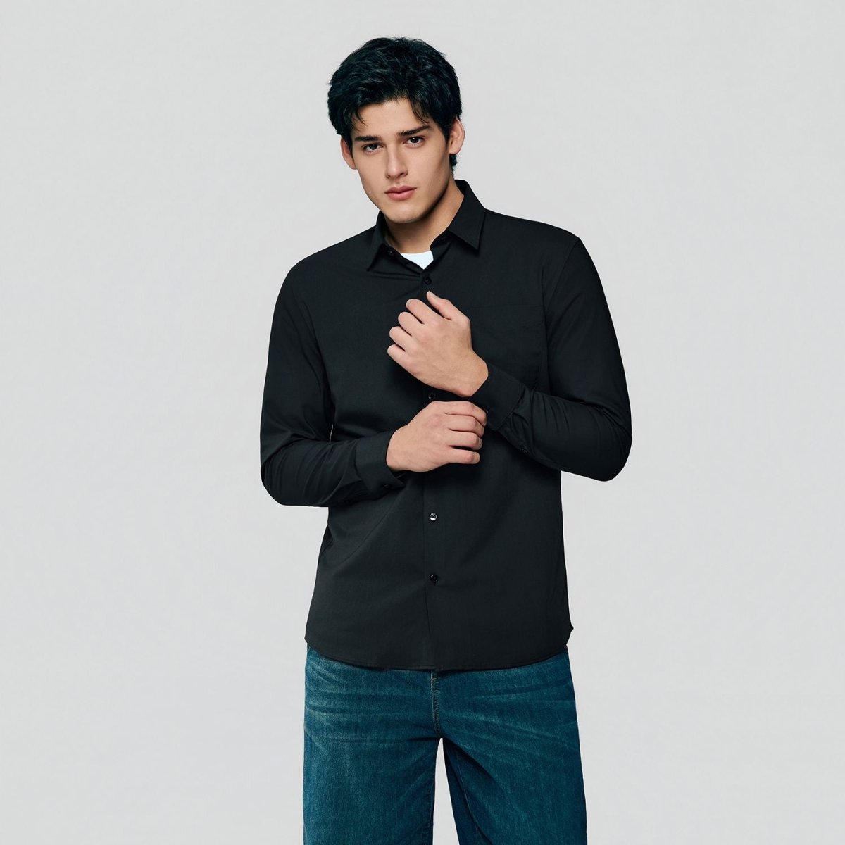 Giordano Men Slim Easy Care Modal Stretch Shirt - Premium Shirts