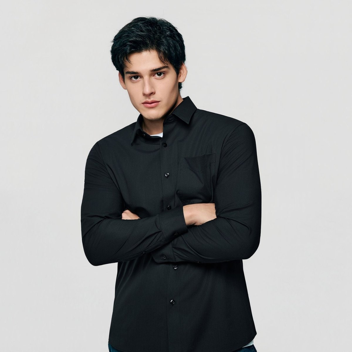 Giordano Men Slim Easy Care Modal Stretch Shirt - Premium Shirts