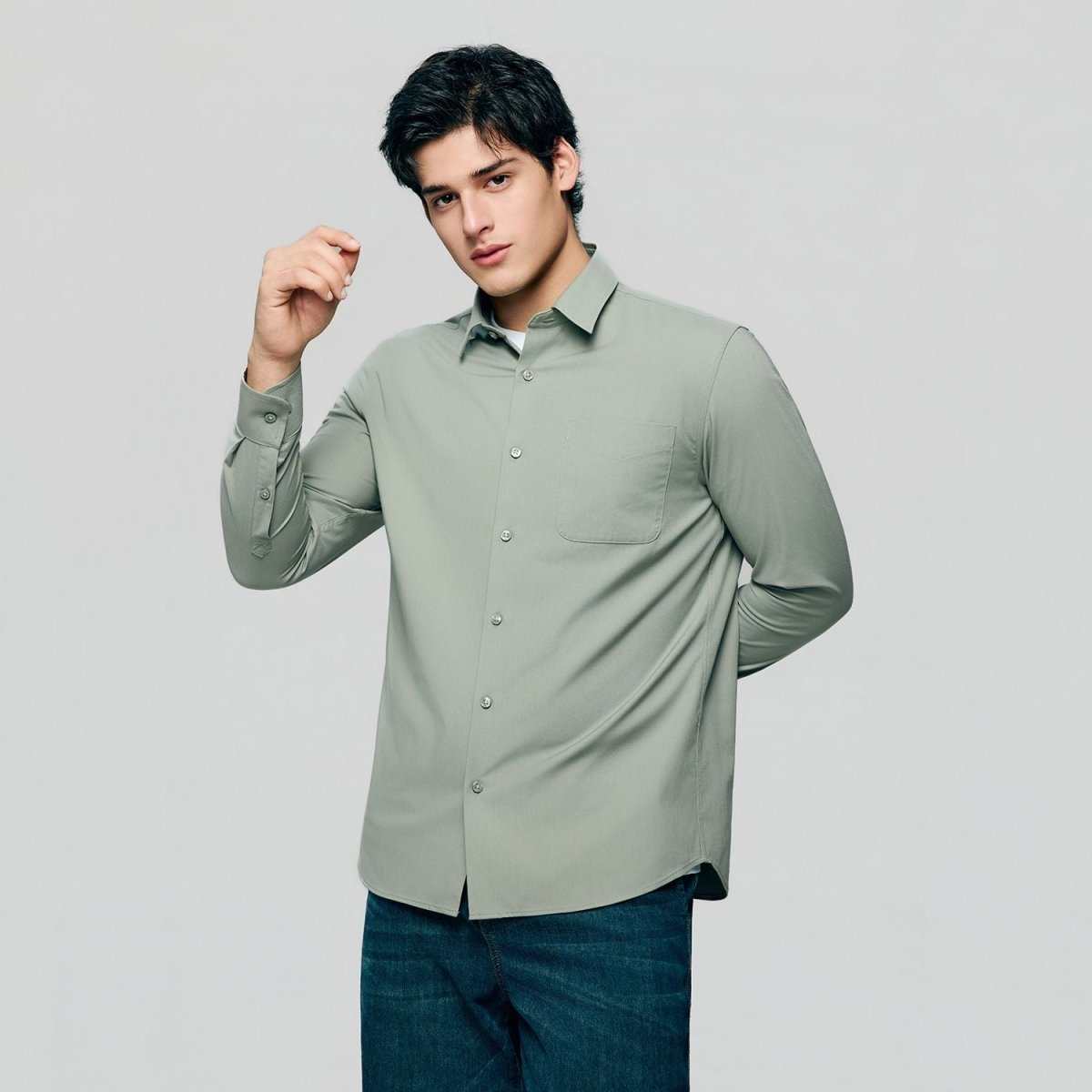 Giordano Men Slim Easy Care Modal Stretch Shirt - Premium Shirts