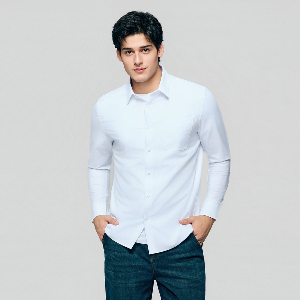 Giordano Men Slim Easy Care Modal Stretch Shirt - Premium Shirts