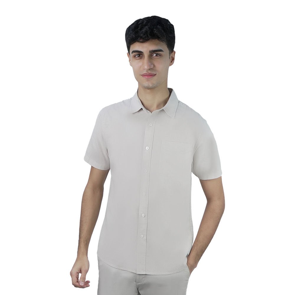 Giordano Men Slim Linen Blend Short Sleeve Shirt - Premium Shirts