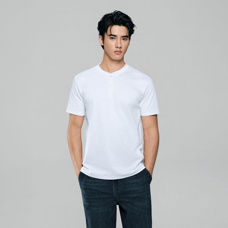 Giordano Men Slim Liquid Touch Cotton Henley Tee - Premium Tee