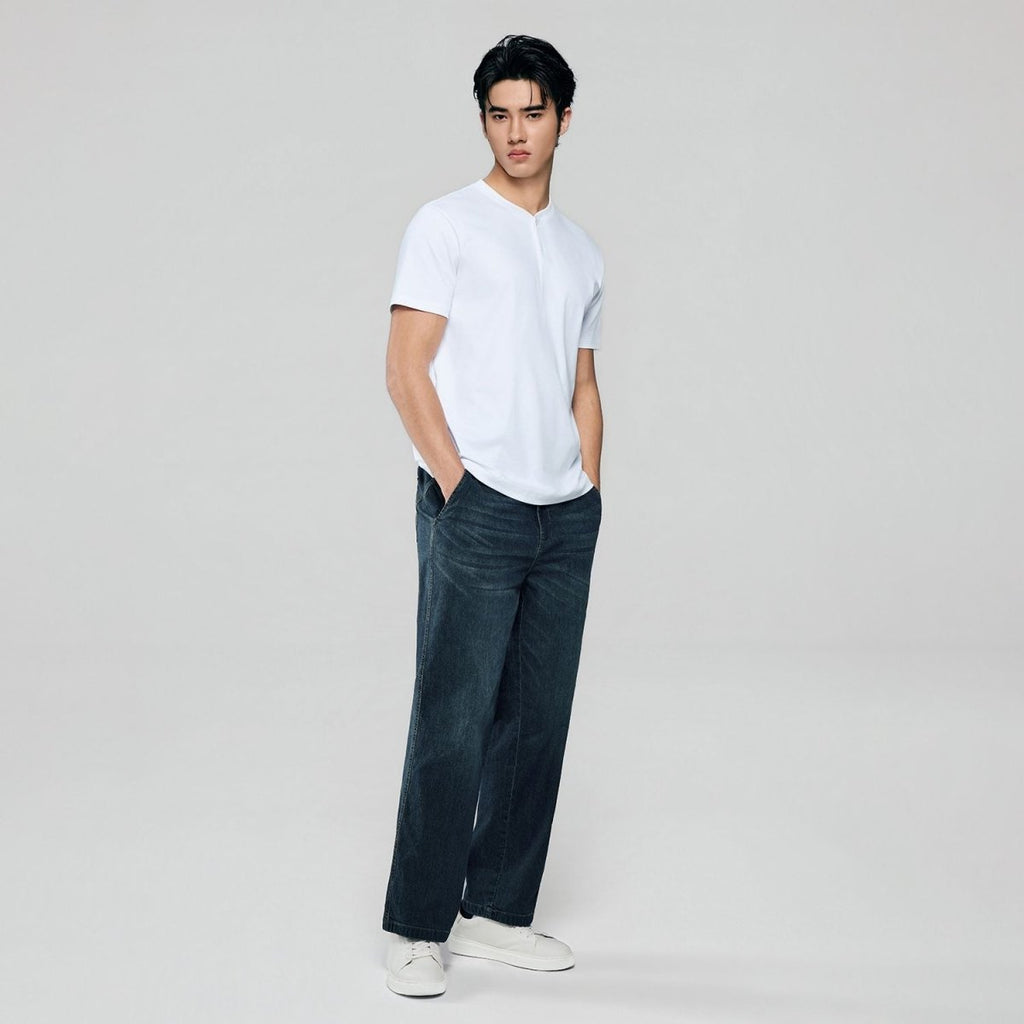Giordano Men Slim Liquid Touch Cotton Henley Tee - Premium Tee