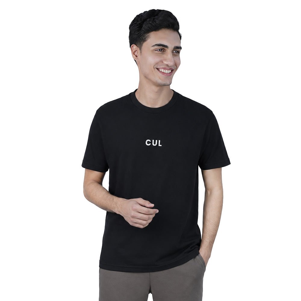 Giordano Men Slim Motto Back Printed Cotton Tee - Premium Print Tee