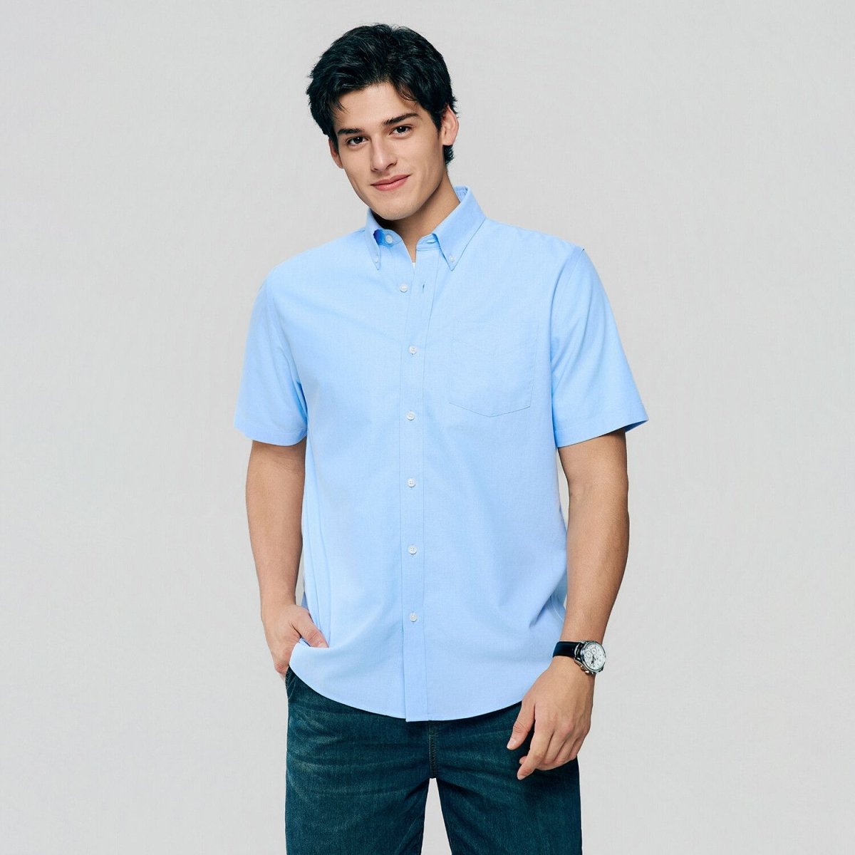 Giordano Men Wrinkle Free Short Sleeve Oxford Shirt - Premium Shirts