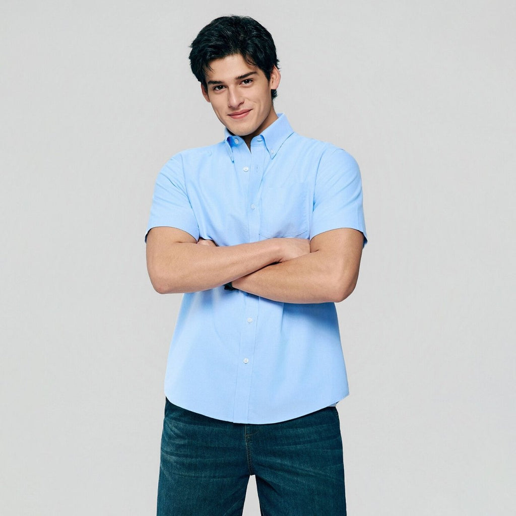 Giordano Men Wrinkle Free Short Sleeve Oxford Shirt - Premium Shirts