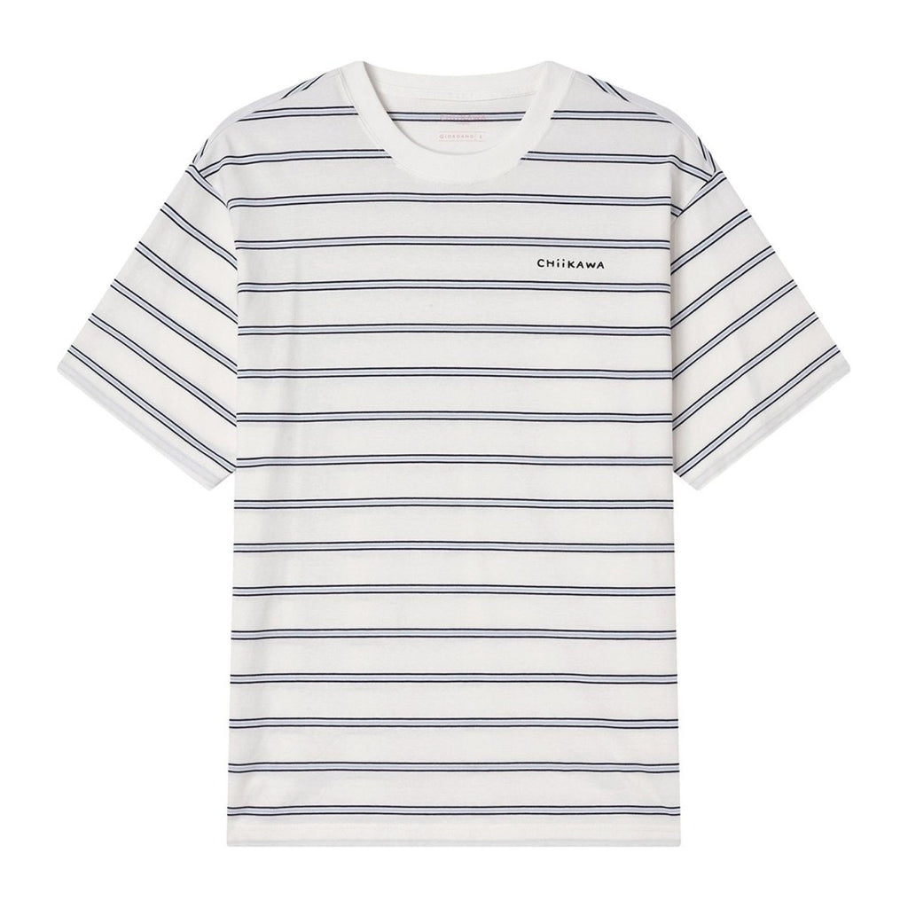 Giordano Men's Chiikawa Striped Cotton Relaxed Graphic Tee - Premium Print Tee