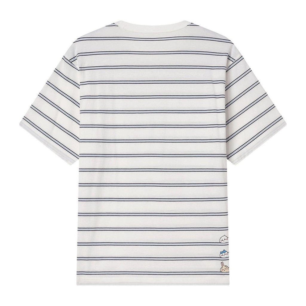 Giordano Men's Chiikawa Striped Cotton Relaxed Graphic Tee - Premium Print Tee