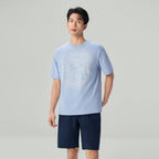 Giordano Men's Chiikawa Subdued Blue Relaxed Graphic Tee - Premium Print Tee
