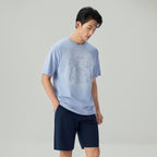 Giordano Men's Chiikawa Subdued Blue Relaxed Graphic Tee - Premium Print Tee