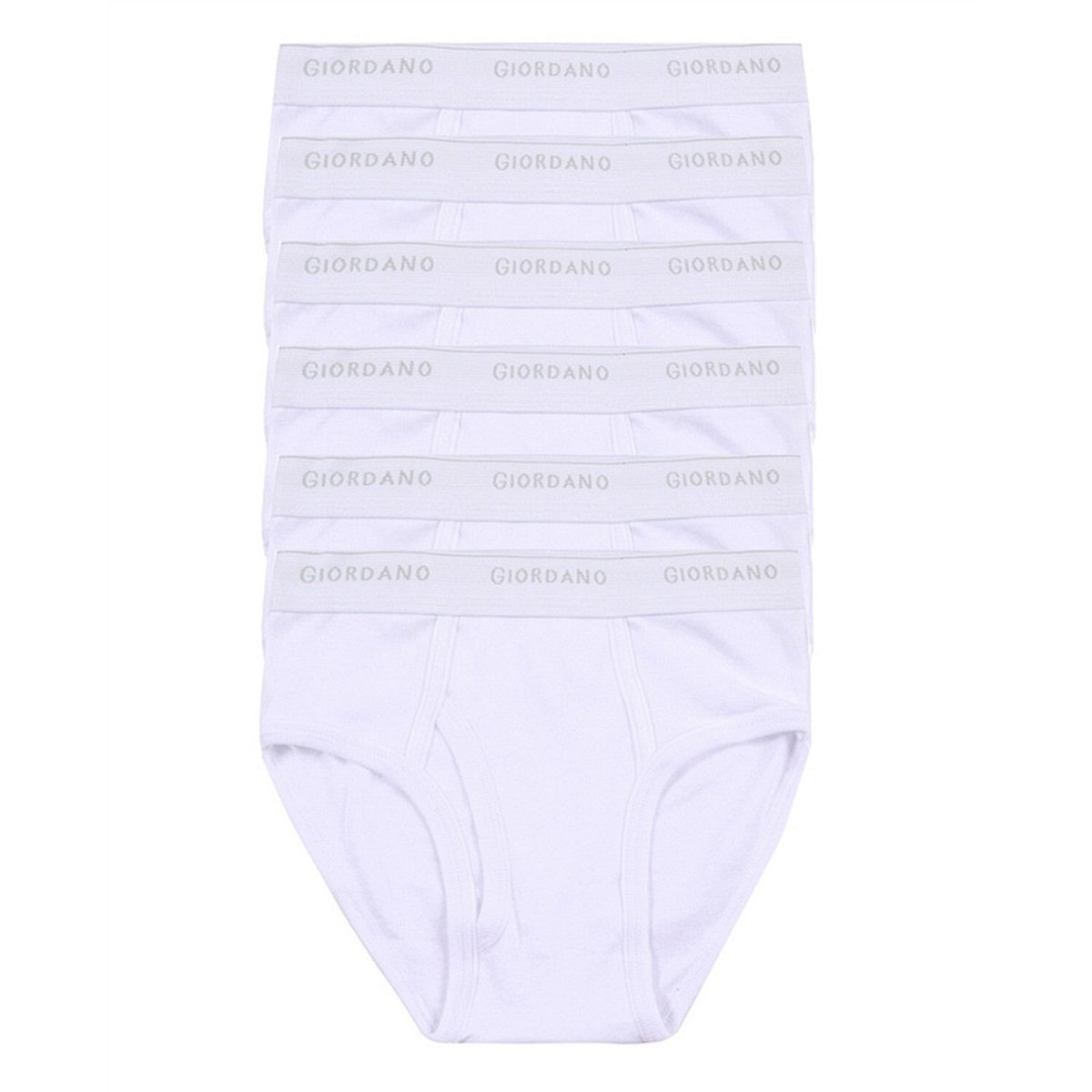 Giordano Men's Classic Rib Briefs - 6-Pack, Cotton, Jacquard Waistband - Premium Briefs