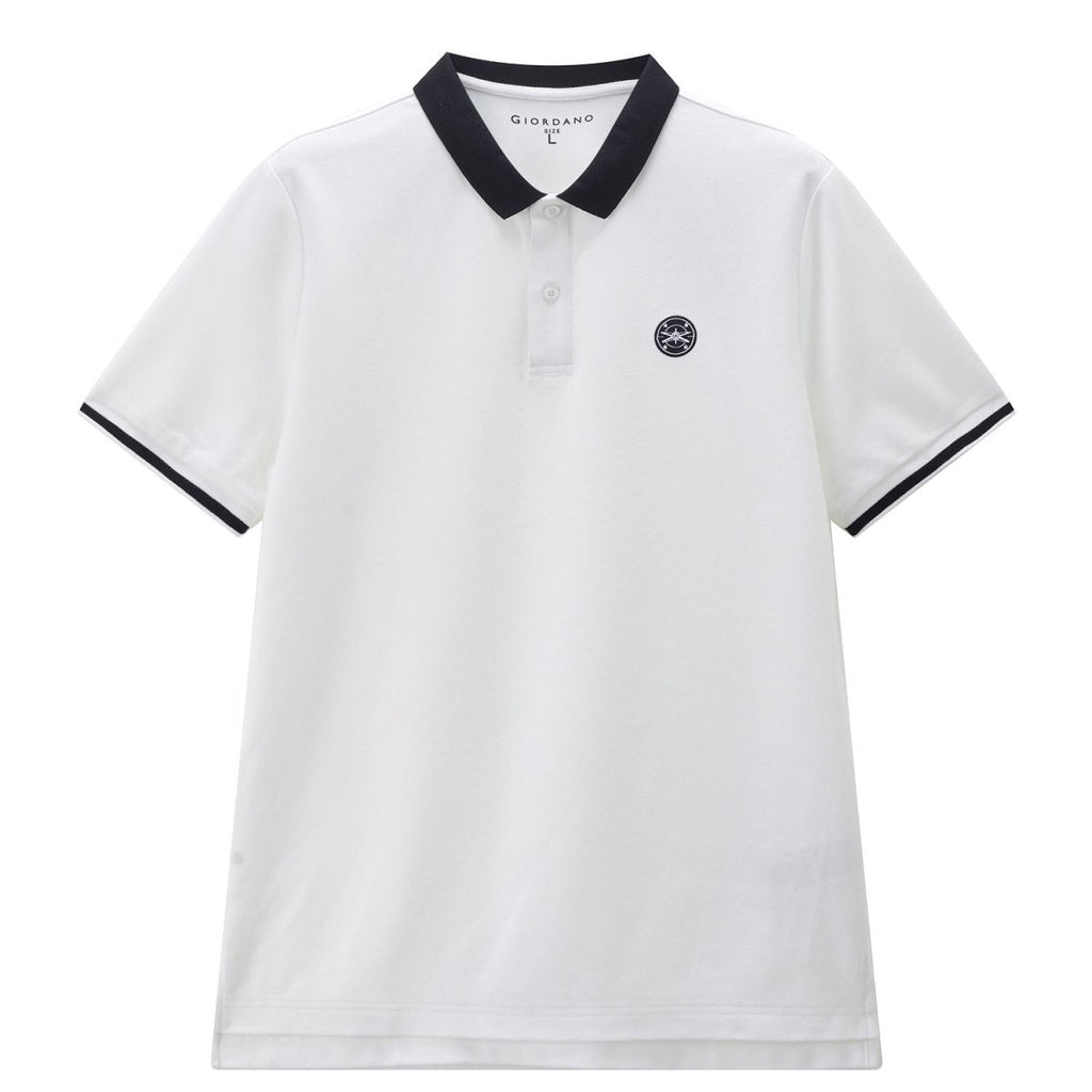 Giordano Men's Cotton Blend Pique Embroidered Polo - Premium Polo