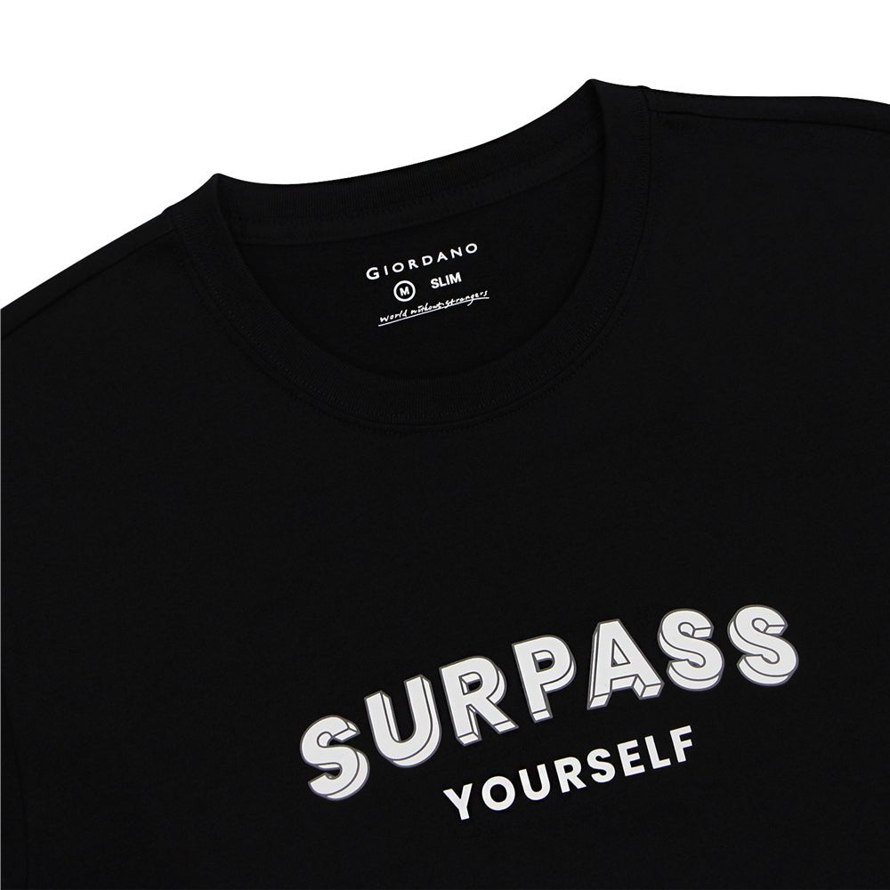 Giordano Men's Cotton Jersey Crew Neck Slim Fit Message Print Tee - Premium Print Tee
