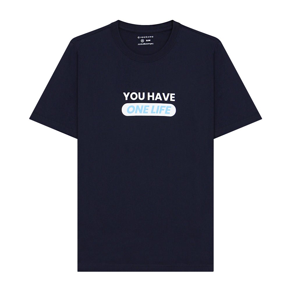Giordano Men's Cotton Jersey Crew Neck Slim Fit Message Print Tee - Premium Print Tee
