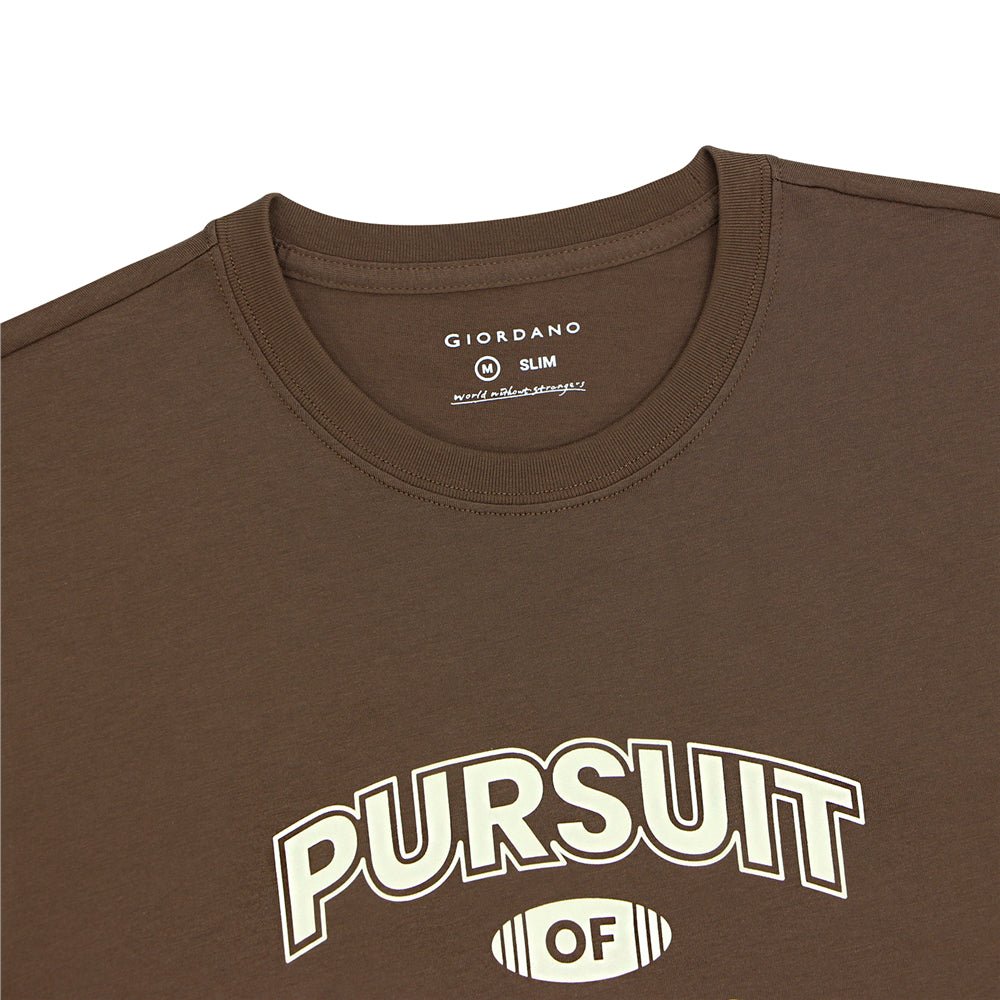 Giordano Men's Cotton Jersey Crew Neck Slim Fit Message Print Tee - Premium Print Tee