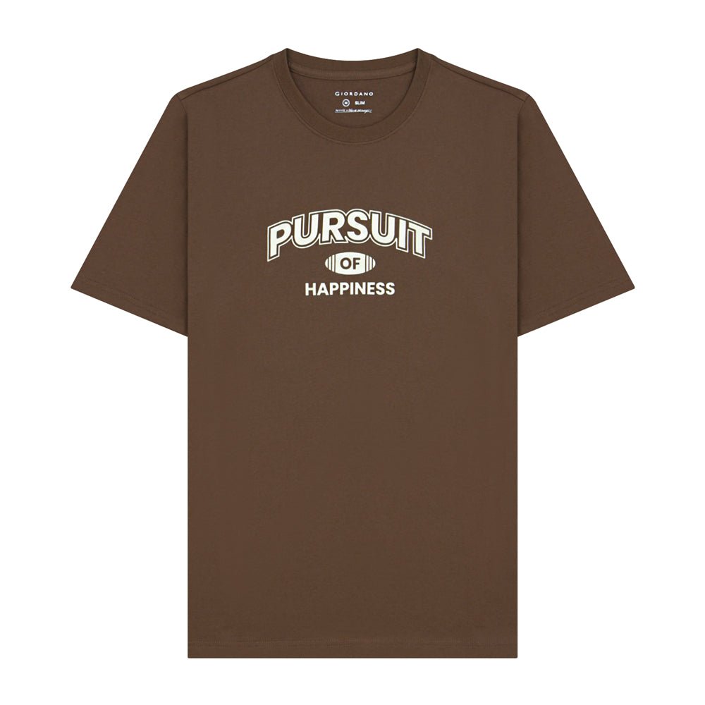 Giordano Men's Cotton Jersey Crew Neck Slim Fit Message Print Tee - Premium Print Tee